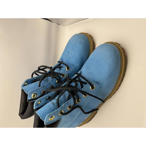 Timberland Classic 6-Inch Premium Waterproof Boots Blue Suede Boys 5.5 - Picture 5 of 14